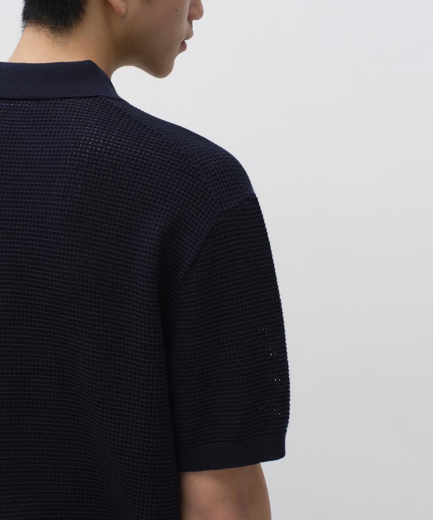 MUSINSA STANDARD Crochet Knitted Polo Shirt [Navy]