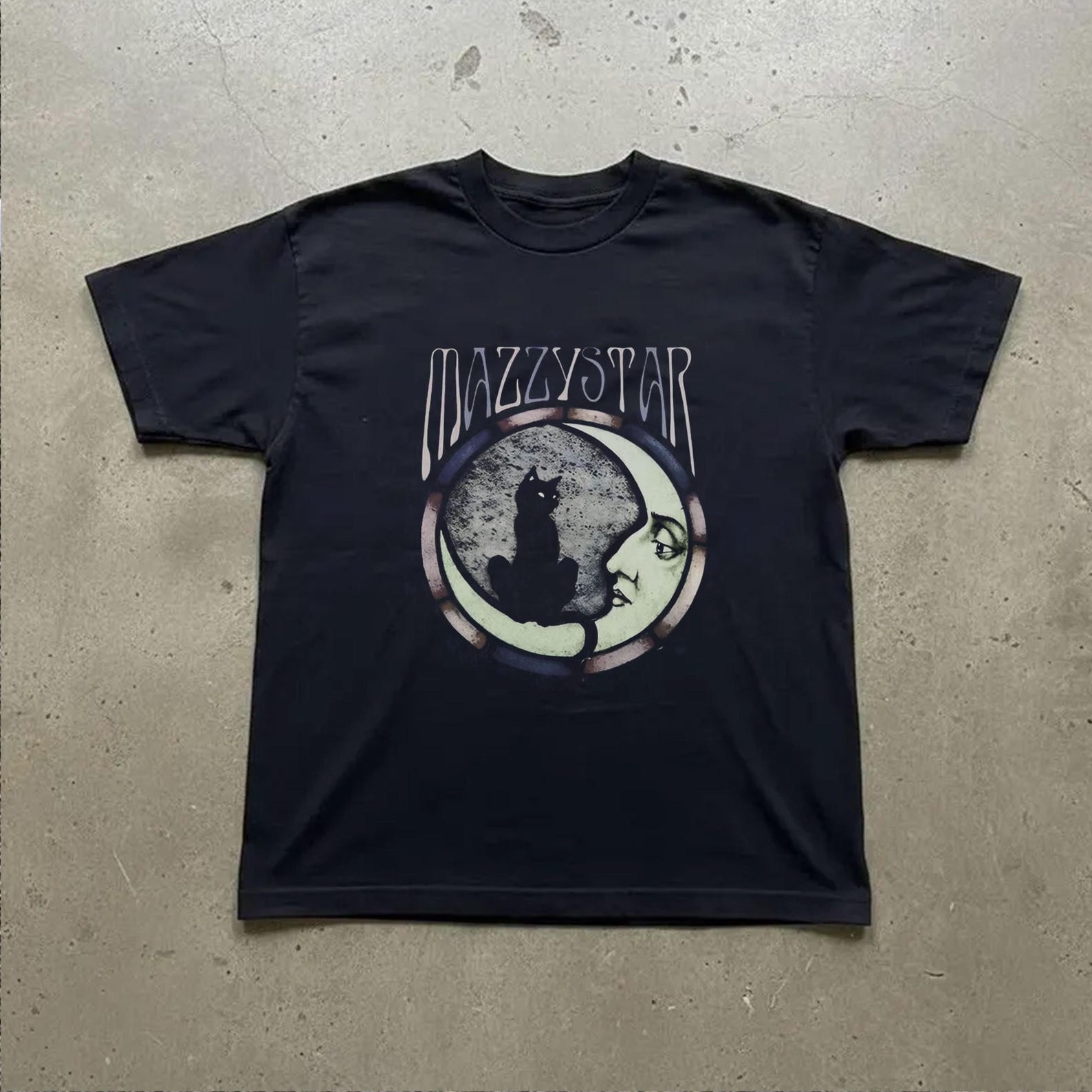 Mazzy Star Moon and Cat Tee, 90s Alt Rock, Hope Sandoval, band shirts, 2XL