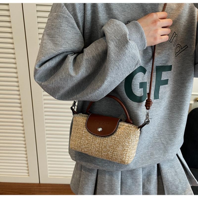 Handwoven Straw Bag Women's Summer New Niche Messenger Bag Portable Seaside Vacation Beach Bag