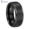 Dropshipping 8mm Stainless Steel Wedding Ring Men Women Daily Life Gift Jewelry Grooved Beveled Brushed Comfort Fit