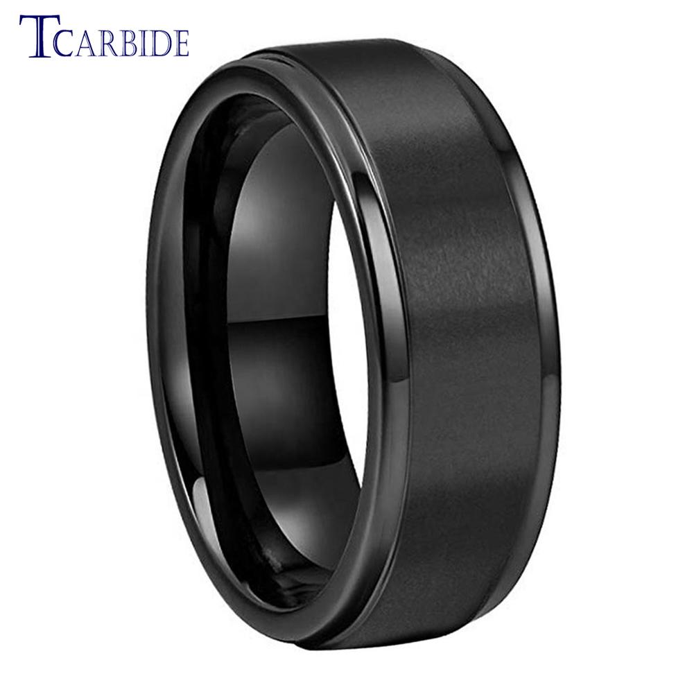 Dropshipping 8mm Stainless Steel Wedding Ring Men Women Daily Life Gift Jewelry Grooved Beveled Brushed Comfort Fit