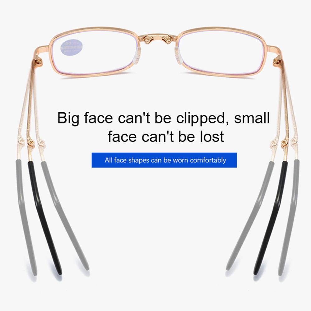 Retro Folding Anti Blue Light Reading Glasses With Case Men Women Luxury Brand Telescopic Presbyopia Eyeglasses Elderly Eyewear
