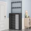 Multifunctional Floor-Standing Coat and Shoe Rack with Curtain, Hat Storage, and Large Capacity Shelves for Entryway or Living Room
