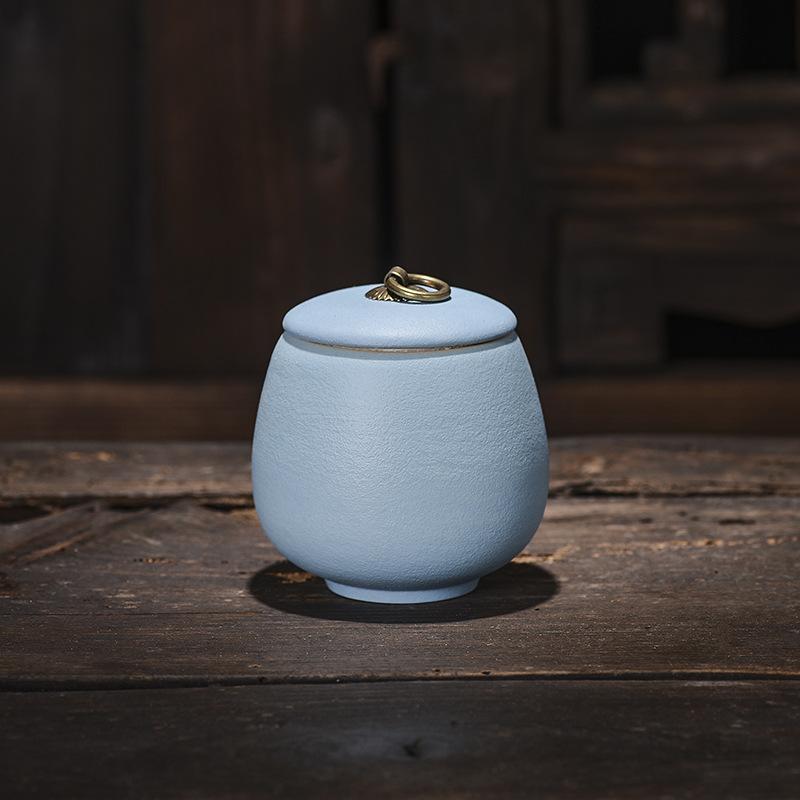 Creative Tea Jar Ceramic Coffee Food Sealed Jar Household Moisture-proof Storage Box Portable Travel Box Storage Container Home