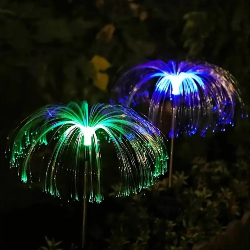 Solar Powered Colorful Fiber Optic Jellyfish Light LED Outdoor Waterproof Landscape Lamp for Garden Yard Courtyard Art Decor