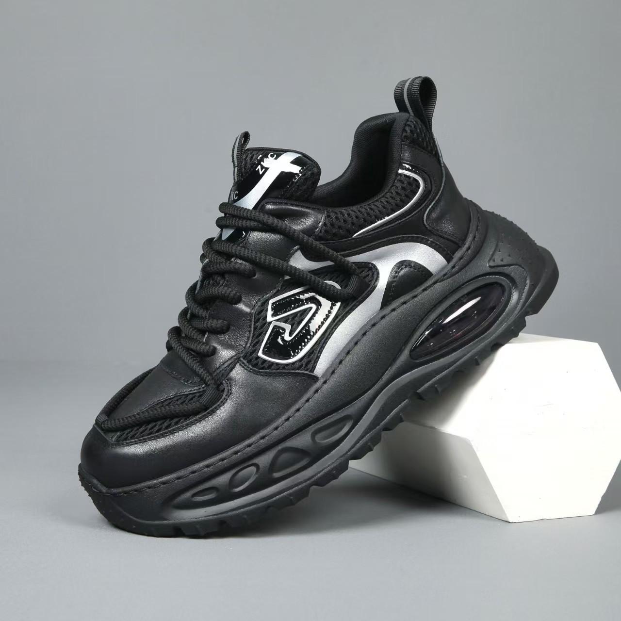 

Men s Lightweight Spring Cowhide Sneakers: Breathable Mesh & Thick Sole Dad Shoes 43