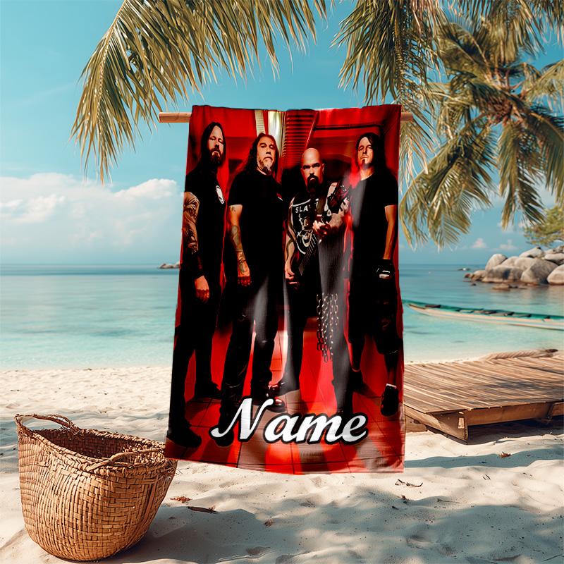 Personalized customized proof beach towel with Slayer band pattern - soft, absorbent,quick-drying,perfect swimming,camping&bathing