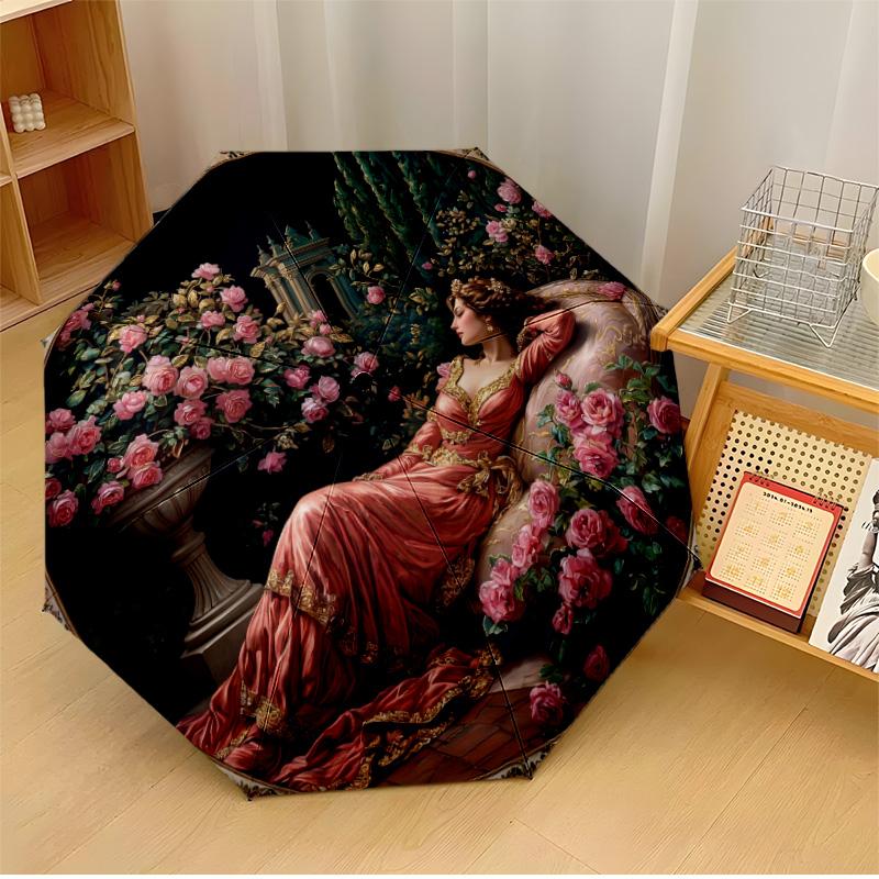 

Winter Festive Tablecloth 1 Theme Automatic Umbrella Compact 8-Rib Design Sturdy Construction Durable Umbrella Stylish Accessory