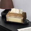 Vine Woven Tissue Box Aesthetic Tissue Case Living Room Coffee Table Napkin Holder Antique Wood Grain Tissue Box Holder