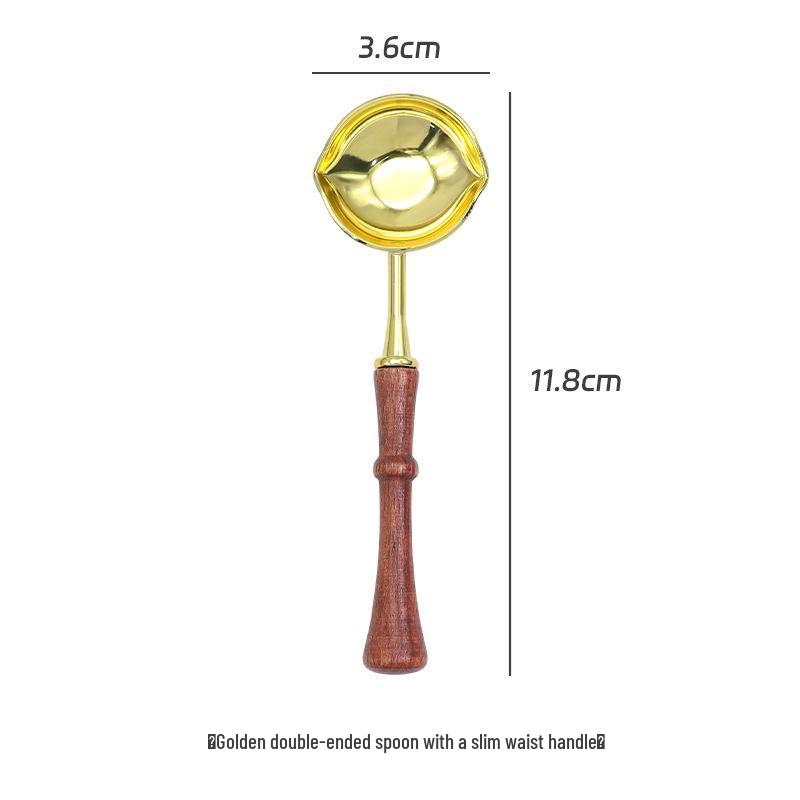 Double-Headed Wax Seal Spoon with Gold & Rose Gold Handles – Wax Melting Accessory for Sealing Stamp.