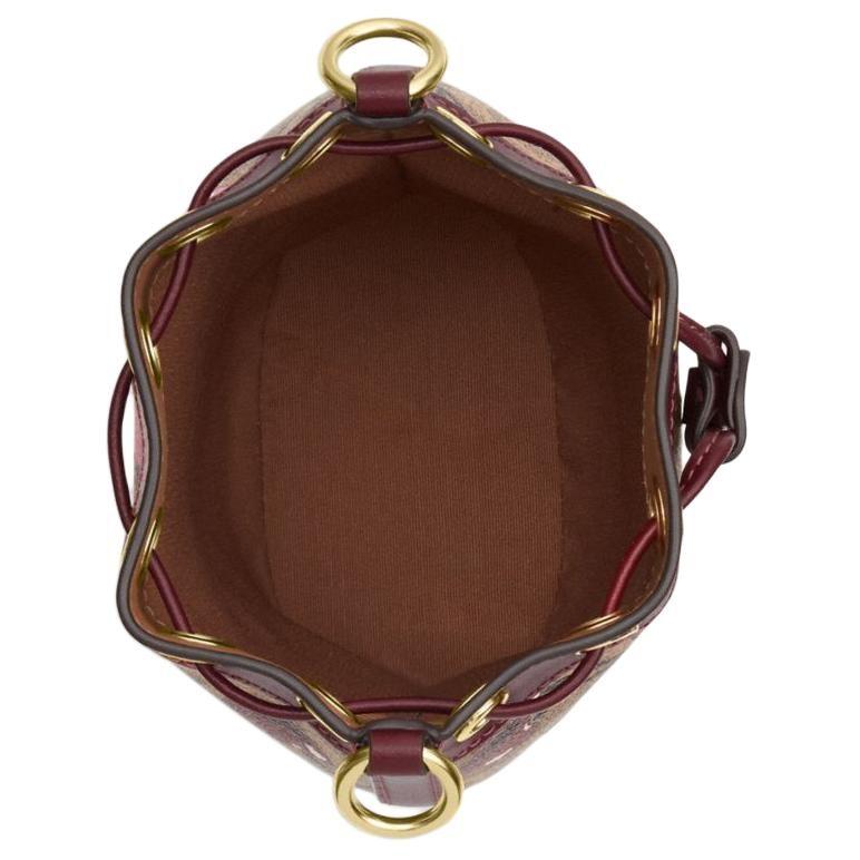 Coach Artificial Leather Bucket Bag, One Shoulder Handbag Mini Women's Brown & Multicolor CY738-IMTAM