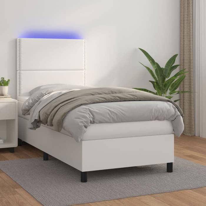 VidaXL Slat Bed Base with Mattress and LED, Upholstered Bed, Single Bed, Adult Bed for Interior Bedroom, 3135850