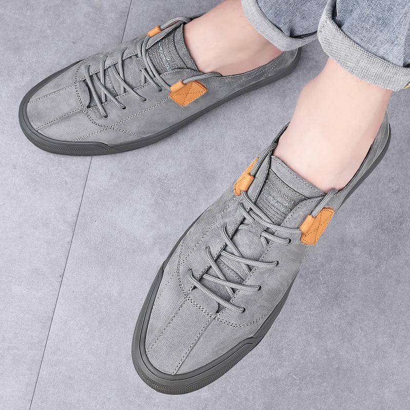 Fashion Spring Brand Men's Top Layer Pigskin Fashionable Lace Up Casual Board Shoes Outdoor New Comfortable Non Slip Casual Sports Shoes