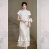 JK&JS Elegant Jacquard New Chinese Style Slit Cheongsam Dress