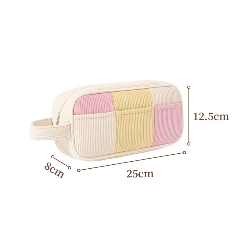 Corduroy Makeup Bag With Large Capacity For Travel And Cosmetics Storage