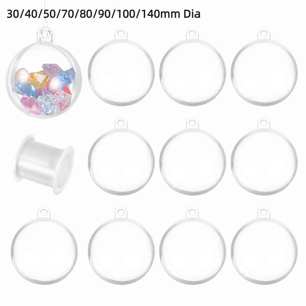 5/6/10/12pcs Clear Plastic Fillable Ornaments Clear Acrylic Ornaments Hanging Balls with164ft Wire DIY Christmas Ornament Decor