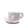 Creative Ear Hanging Coffee Cup And Saucer Set Face Statue Coffee Cup Eye Contact Kiss Ceramic European Cup