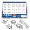 NINDEJIN 880pcs Hex Hexagon Socket Screw Assortment Kit M2 M3 M4 M5 Stainless Steel Flat Round Cap Head Bolt and Nut Set