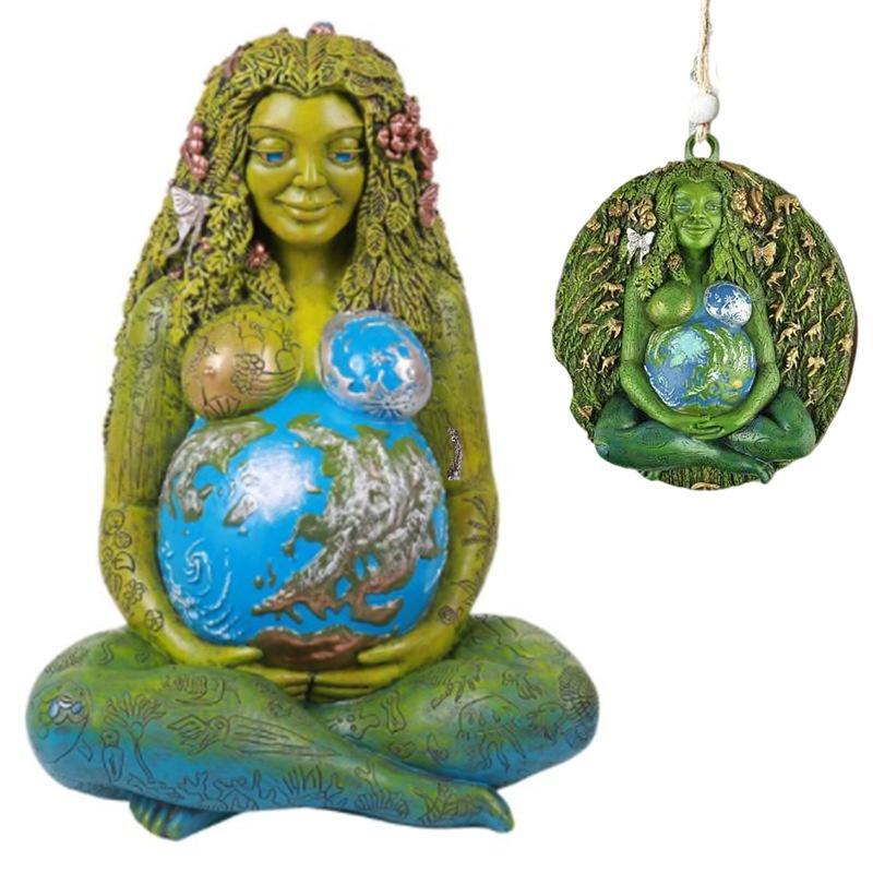 New Earth Goddess Mother Earth Pendant Necklace Creative Novel Art Ornament Accessories Rope Chain Necklaces for Men Women