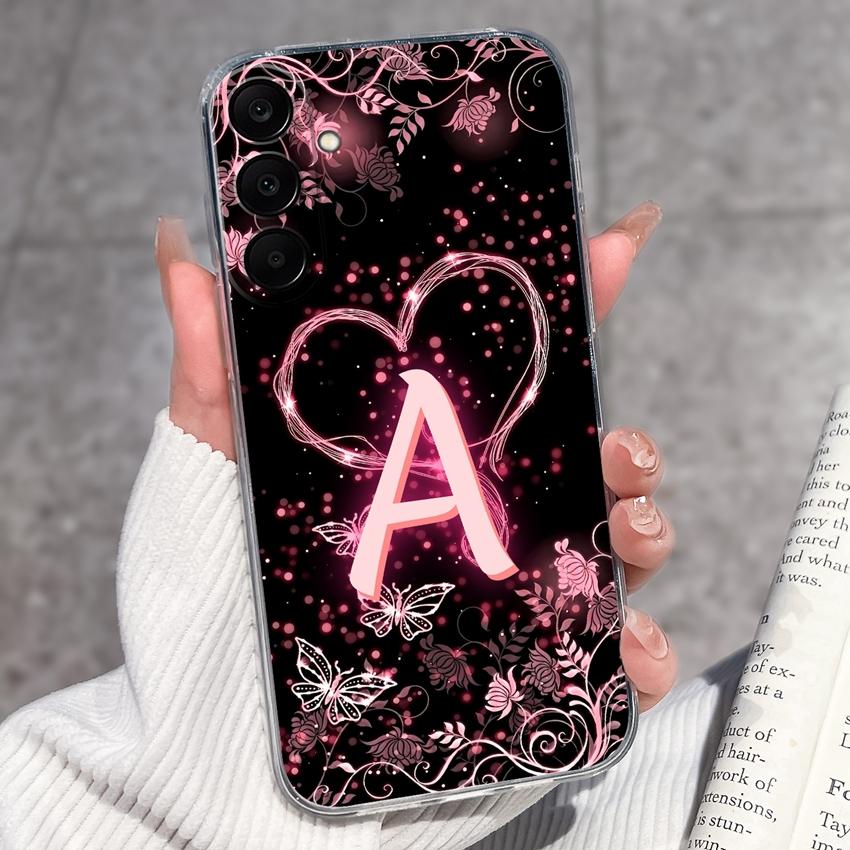For Samsung A17 A16 A15 A14 A13 A12 M16 M14 M13 M12 M10 Pretty Butterfly Letter Clear TPU Phone Cover Lens Protection Anti Slip Shell For Samsung Case