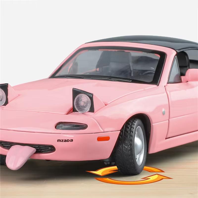 1:32 Mazda MX-5 Retro Alloy Convertible Sports Car Model Die-cast Metal Racing Car Model Sound and Light Children's Toy Boy Gift Collection Ornaments