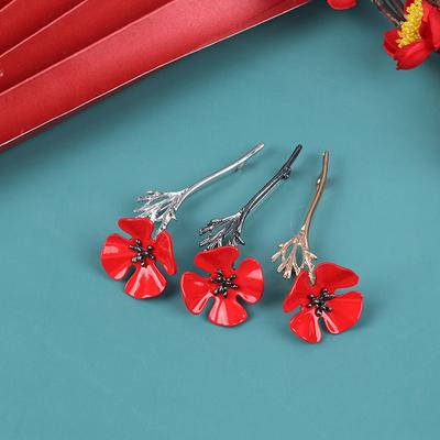 1 szt. Retro Kreatywna Broszka z Makiem Garnitur Ubrania Koszula Kołnierzyk Pin Broszka