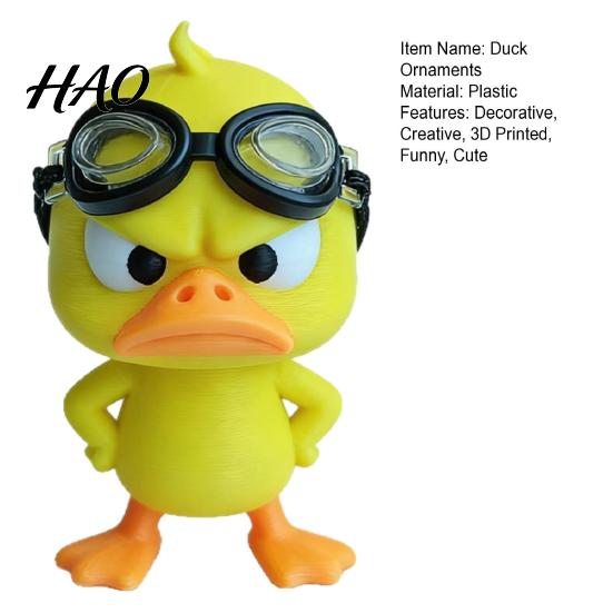 Collectible Duck Models 3D Printed Angry Yellow Figurine with Detachable Swimming Goggles, Funny Car Accessories Statue, Desktop Ornament for