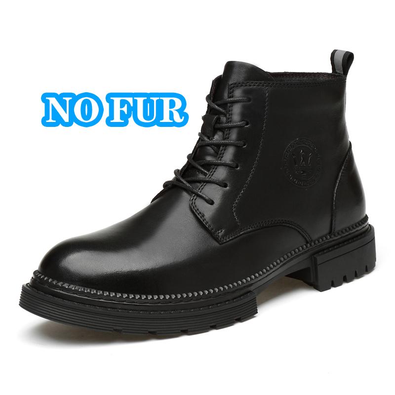 

Warm Plush Fur Winter Man Casual Shoes Genuine Leather Ankle Boots High Lace-up Solid Men Basic Boots Versatile Motorcycle Boots 47
