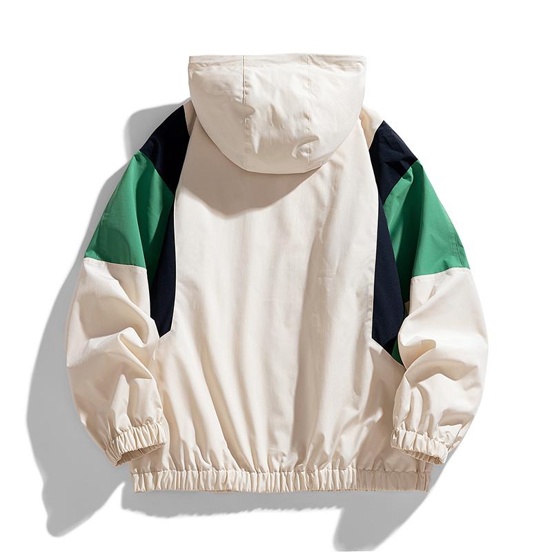 Couple models tide clashing color outdoor windbreaker men and women with the same paragraph hooded punching jacket male spring a