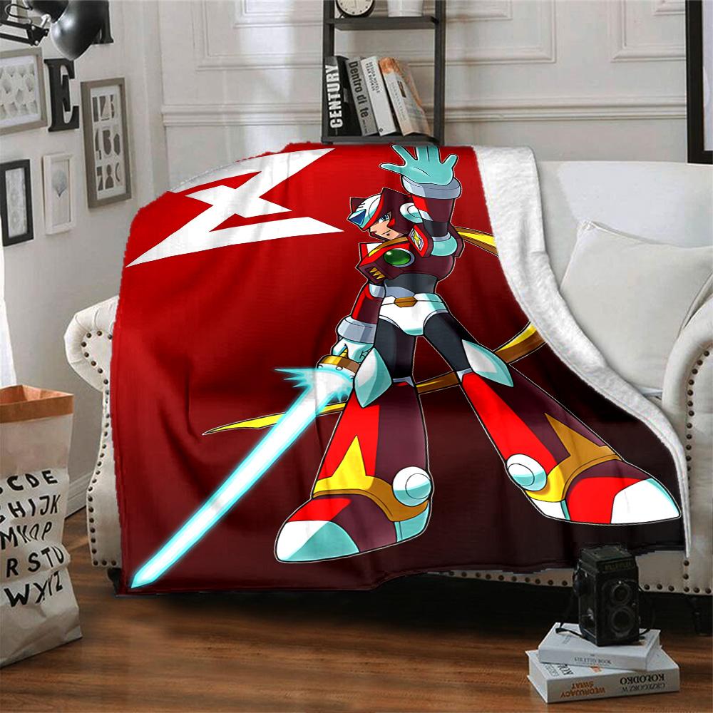 Megaman Z Heroic Pose Flannel Blanket Super Soft Warm Cozy Blanket For Sofa Bed Office Travel Allseason Home Decor Gift