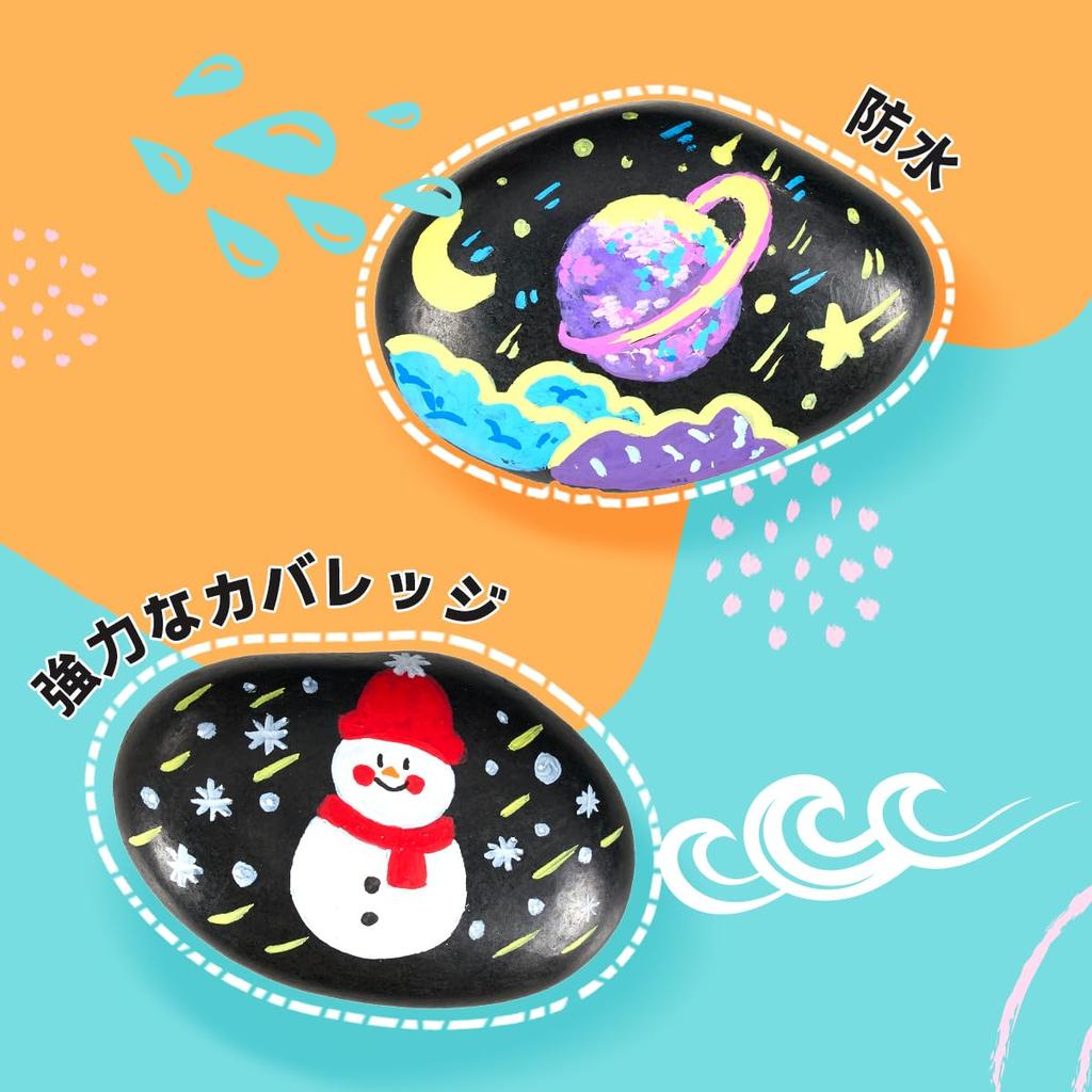 Arrtx Acrylic Paint 36 Acrylic Markers for Rock Flexible Brush Paint Art Fabric Paint Art Waterproof DIY Crafts Pens, Colors, Painting, Tip, Markers,