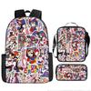 Kids School Backpack Set With Pencil Case Crossbody Bag - Cute Cartoon Print Oxford Fabric Lightweight Breathable Grades