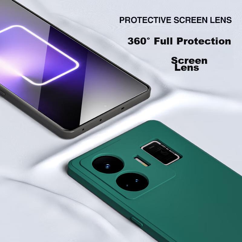 HotFire Phone Case for Realme GT Neo 5, Protective Cover with Upgraded Shockproof Silicone Lens Protection, Unisex Frosted Design - Midnight Black