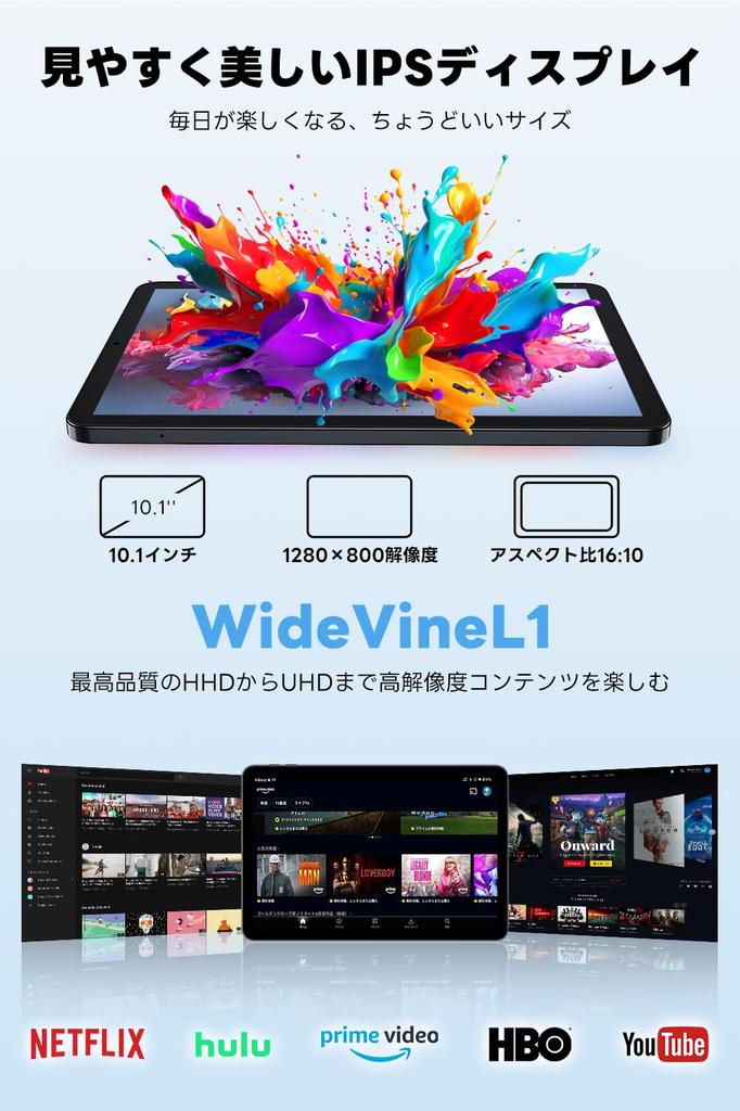 Android 15 Tablet Large Screen 24GB 128GB 1TB GMS CPU T606 G57 Thin Lightweight Android 6000mAh OTG Widevine Incell IPS and [10.1-inch & AI-Optimized