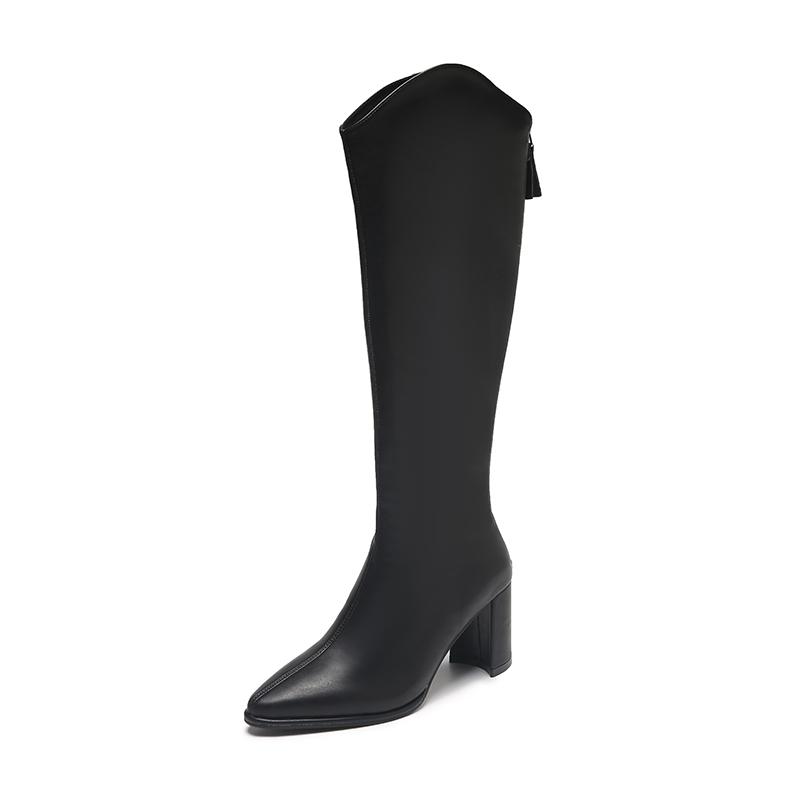Autumn Winter High Heel Woman Knee High Boots Shoes Ladies Comfort Short Plush Knight Booties