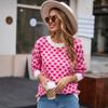2025 Autumn New Sweater Round Neck Pullover Plus Size Small Peach Heart Sweater Women