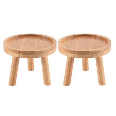 ABMH-2X Wooden Plant Stand Flower Pot Base Holder Stool High Stool Balcony Succulent Round Flower Shelf For Indoor Outdoor