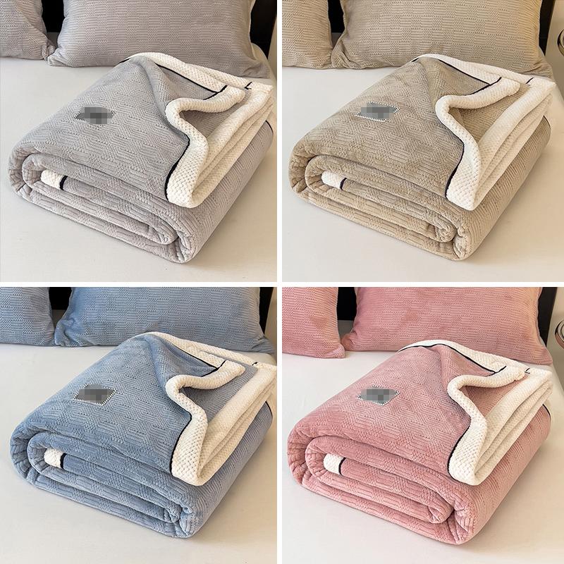 Solid Color Knitted Blanket Office Nap Blanket Single Sofa Blanket Coral Fleece Air Conditioning Blanket Bedding Home Decor