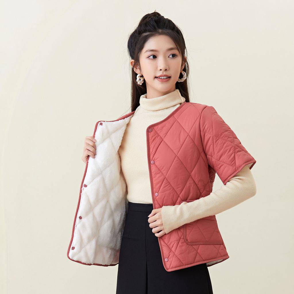 Winter Mom Dress Cotton Clothing Women's Short-sleeved Padded Thickened Increase The Cotton Jacket Middle-aged Can Be Worn Inside Out Female 2366