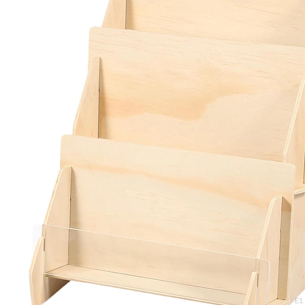 Greeting Card Display Stand Showcase Organizer 3 Tier Easy To Assemble Wooden Rack Postcard