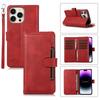 For iPhone 15 Pro Split Leather Stand Cover Multiple Card Slots Wallet Phone Case with Strap