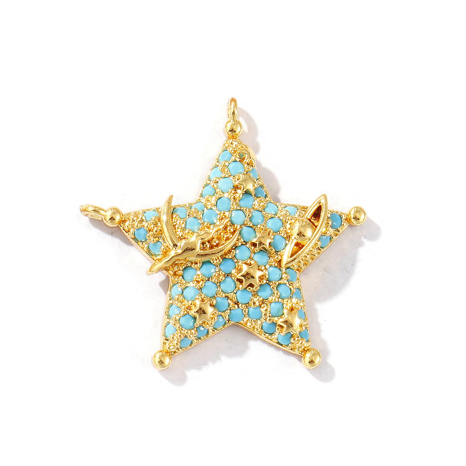 

1 Piece Brass & Cubic Zirconia Galaxy Charms 18K Gold Plated Pentagram Star Pendants For DIY Necklace Jewelry Making Findings