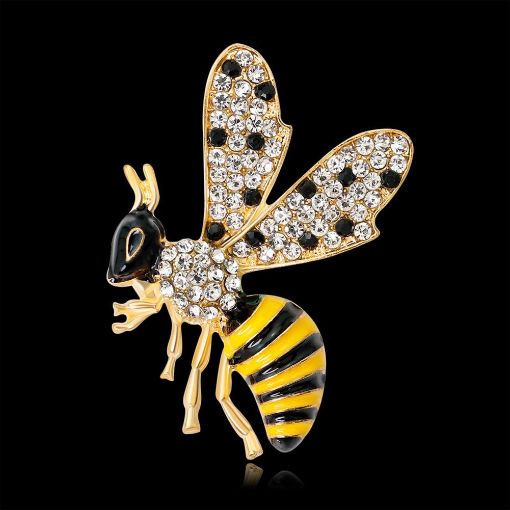 Women Elegant Cartoon Bee Shaped Brooch Fashionable Shimmer Rhinestone Breastpin Gift