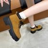 Women's Ankle Boots and Short Boots Thick-soled Lace-up Color-blocked Casual Women Shoe Autumn/winter Work Boots Female