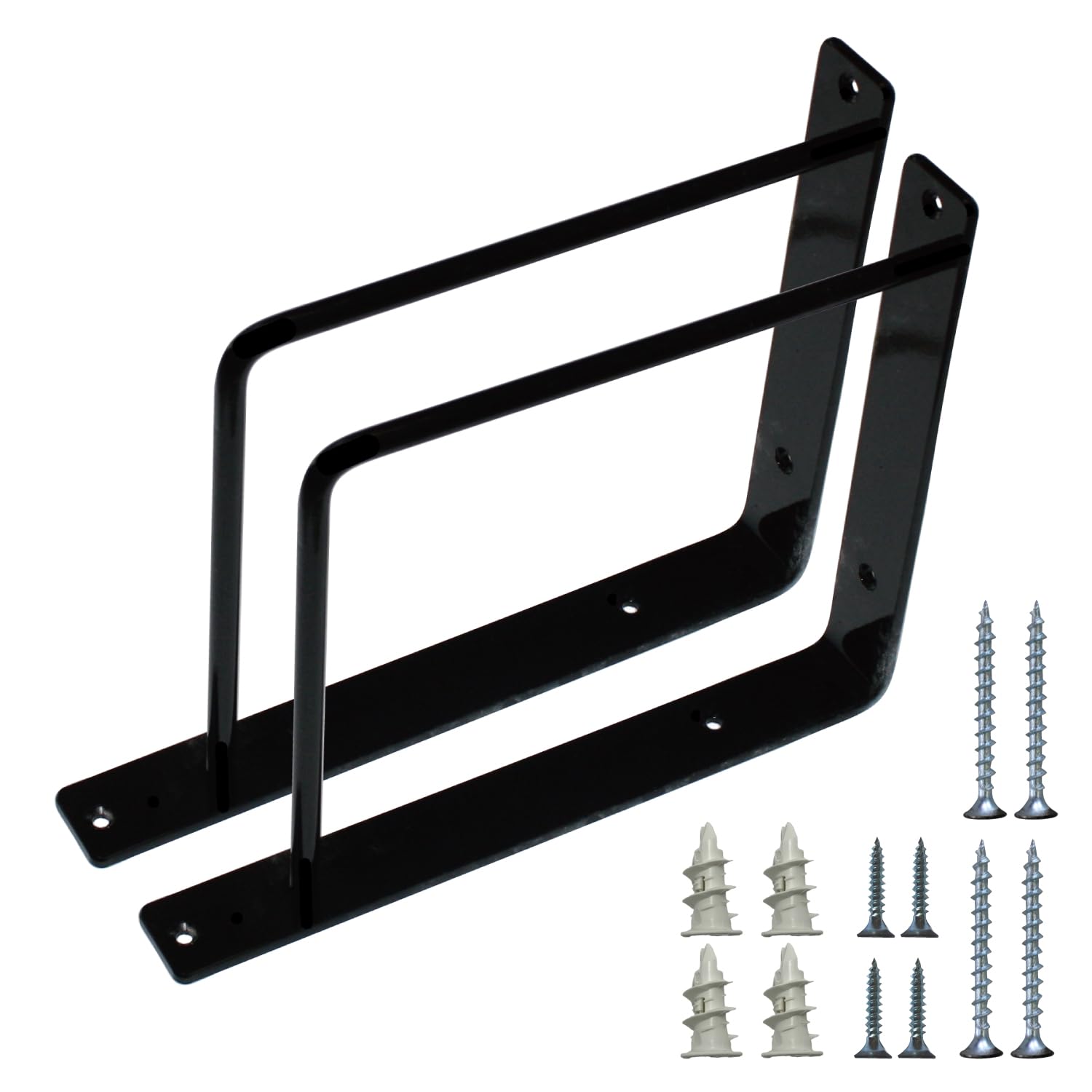 

Iron Shelf Bracket Frame, 2-Tier, Black [Set of 2] (250x200mm) / Handcrafted by Artisans, Fully Made in Japan / Large Size, 2-Tier Design, Hardware, D