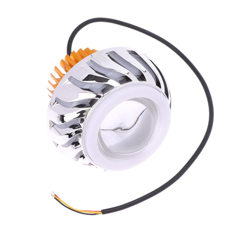Mehrfarbiger Halo-LED-Motorradscheinwerfer, Spotlampe, weißes Licht, Projektorlinse, Dual Angel Devil Eye-Scheinwerfer, Zyklontyp