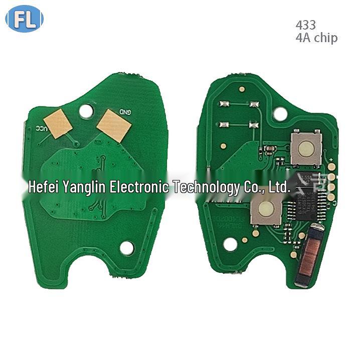 Compatible with Renault Koleos Straight-Handle 2-Button Remote Control, 4A Chip, 433MHz Frequency