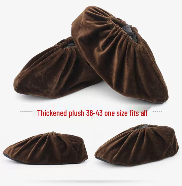 Reusable Non-Slip Flannel Shoe Covers - Indoor, Dust-Proof, Washable, Wear-Resistant for Guests One Size кофейный