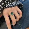 New Fashion Silver Color Open Finger Ring Geometric Green Square Punk Stackable For Women Girl Jewelry Gift Dropship Wholesale