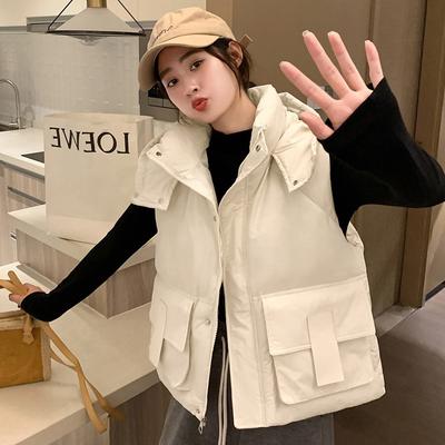 Short Cotton Vest Women's Autumn and Winter New Loose Vest Outer Wear Vest Cotton Vest Cover Stand Collar Vest Cotton Clothes